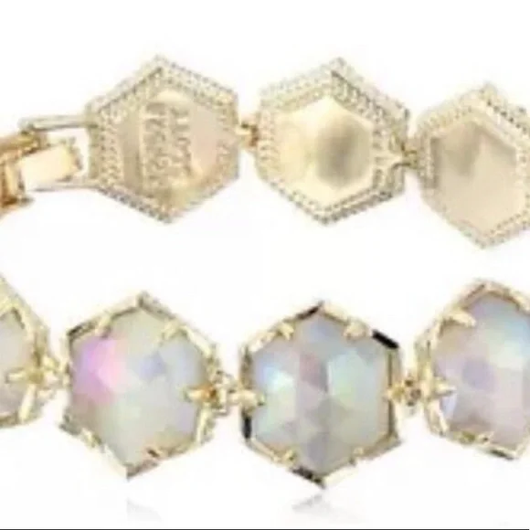 NWOT Rare & Retired Kendra Scott Grace Bracelet Iridescent & Yellow Gold GORG! - Picture 6 of 6